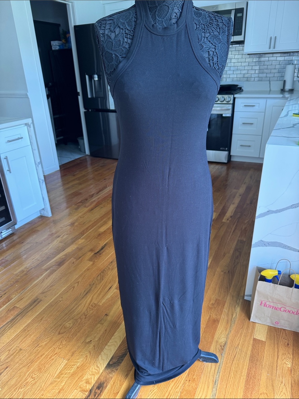 SKIMS Black Sleeveless Ribbed Maxi Dress -